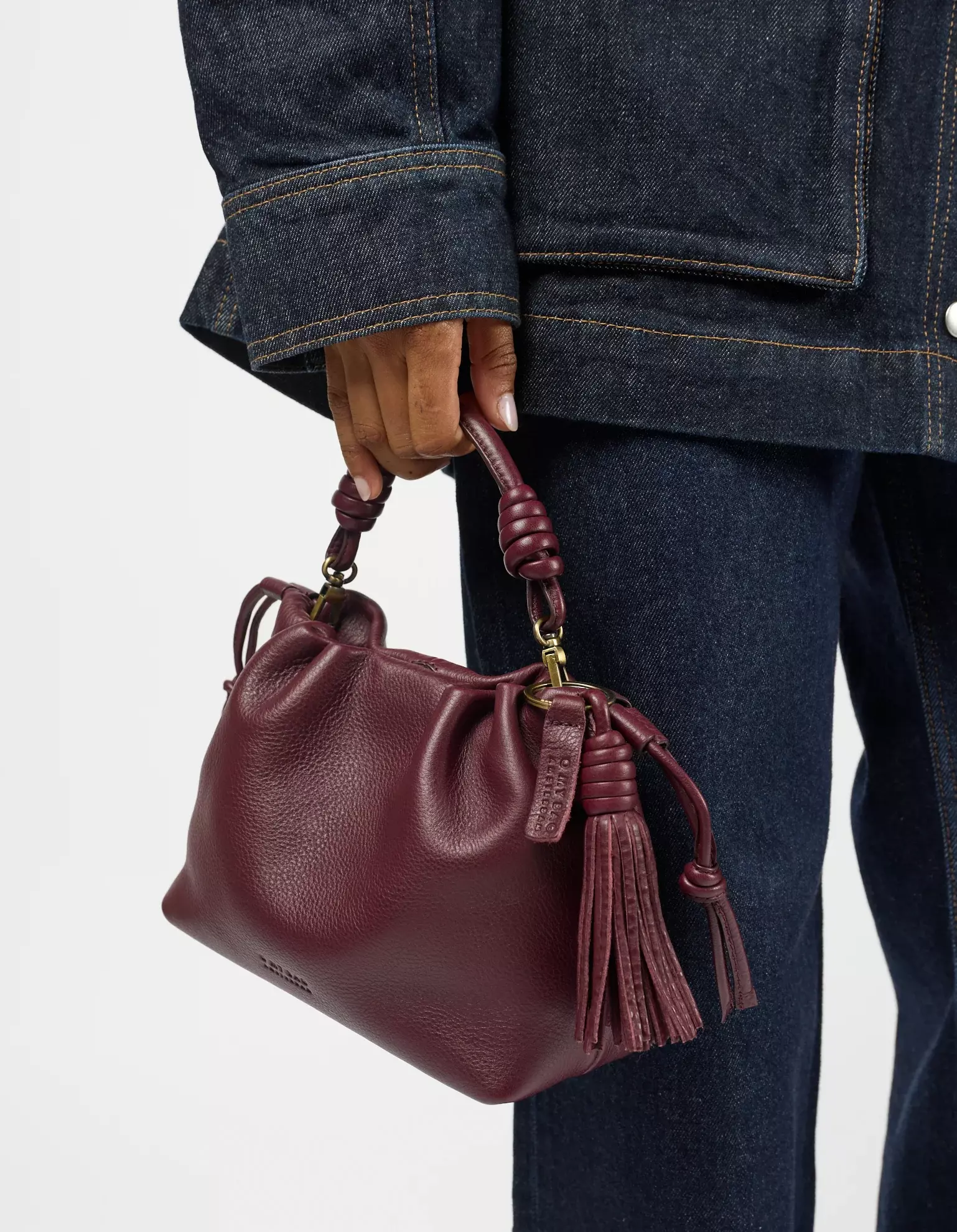 O MY BAG Kiki Mini Dark Cherry Soft Grain Ledertasche rot braun